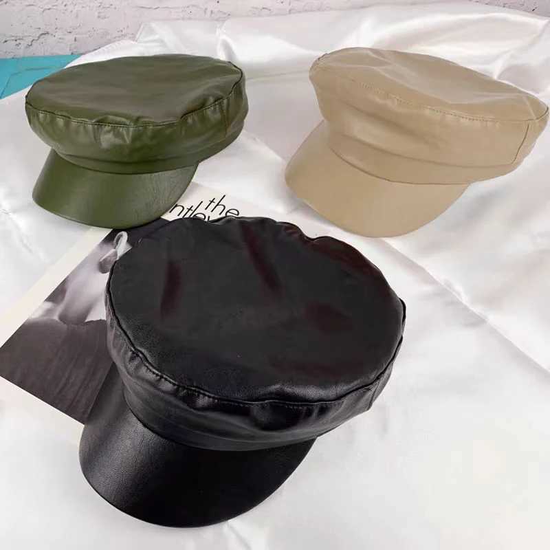1pc Women Adult Style PU Leather Beret Fashion Navy Hat Casual Duckbill Cap with Classic Design and Comfortable Fit XJ250807