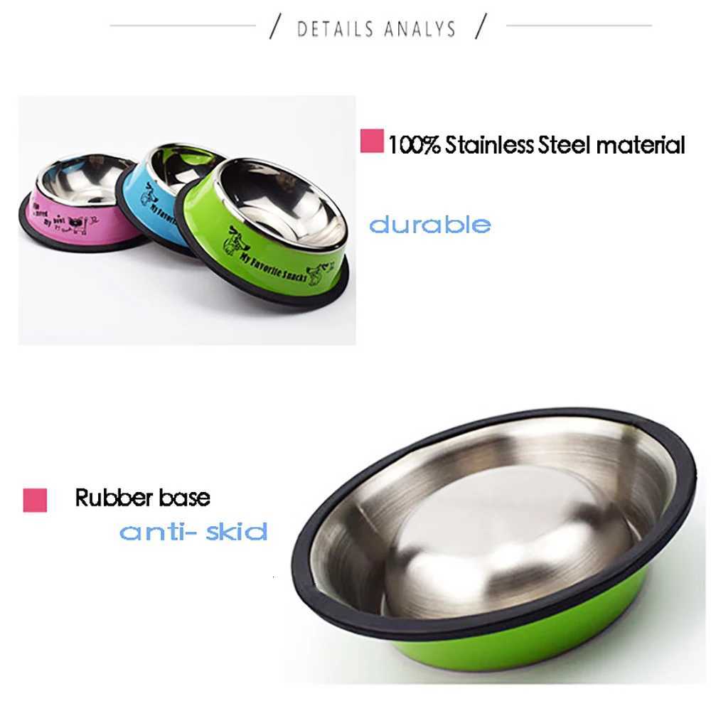 Pet Bowl Cat Cartoon Stainless Steel Dog Pot Bowl Pet Feeder Gamelle Chien Water Bottle Food for dogs cats feeder Y250806