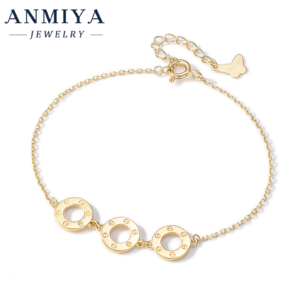 French Luxury Bracelet Three Hollow Out Round Shape 18k Gold Friendship Bracelet 925 Silver