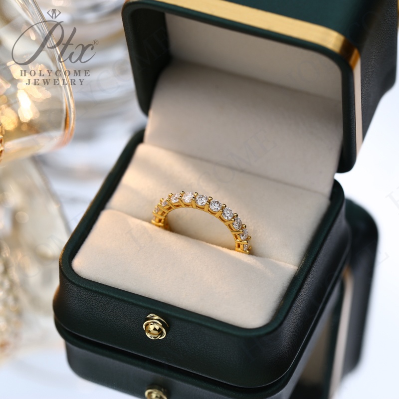 3MM Moissanite Full Circle Row Diamond Ring 925 Sterling Silver Pass Diamond Test For Women Wedding Fine Jewelry Engagement Eternity Bands