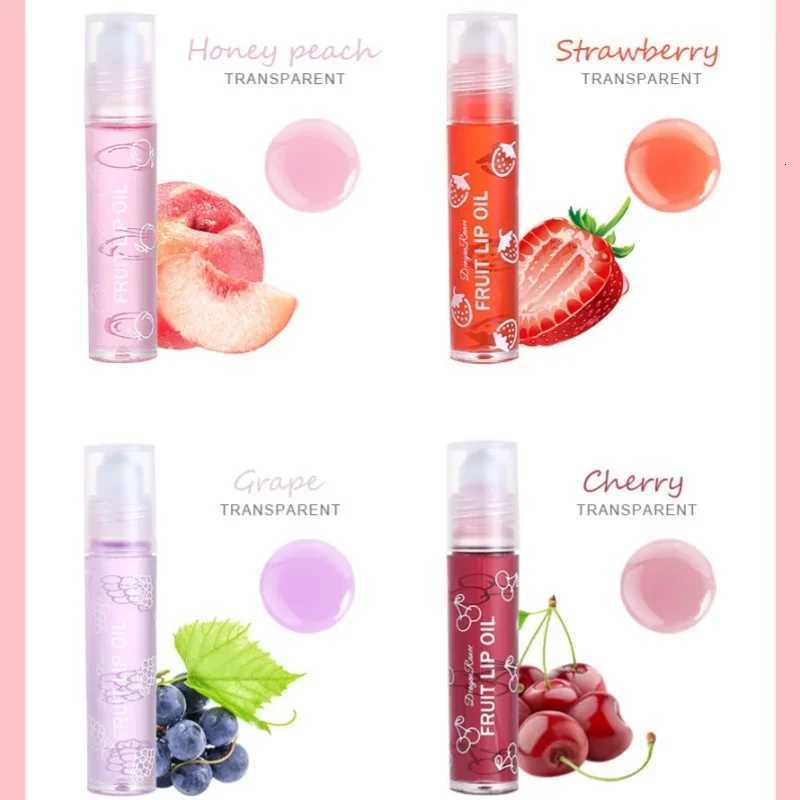 Set of Four Rolling Head Lip Oils Moisturizing Hydrating Roller Ball Lip Care Anti-Drying Transparent Lip Blam for Lip HealthXJ250807