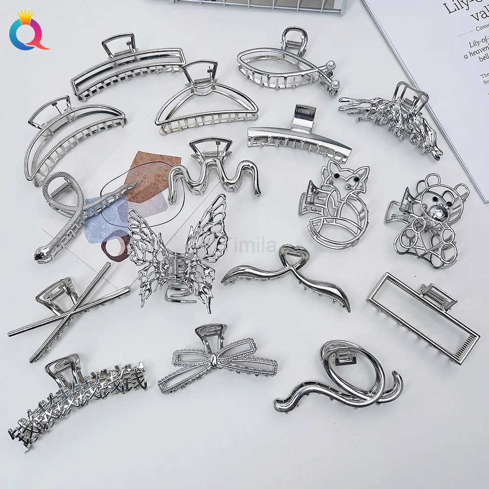 1 Pcs Hair Claw Clips Large Hair Clips for Thick Hair Silver Hair Clips Big Jaw Clips for Hair Non-Slip Hair Clips for Women U250807