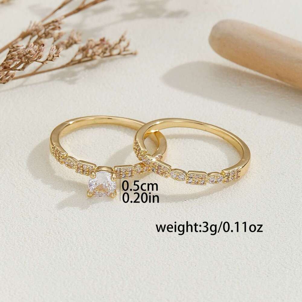 Hot-selling Light Luxury Simple Copper Micro-inlaid Zircon Valentine's Day Gift High-end Couple Set Ring Engagement rings for a couple