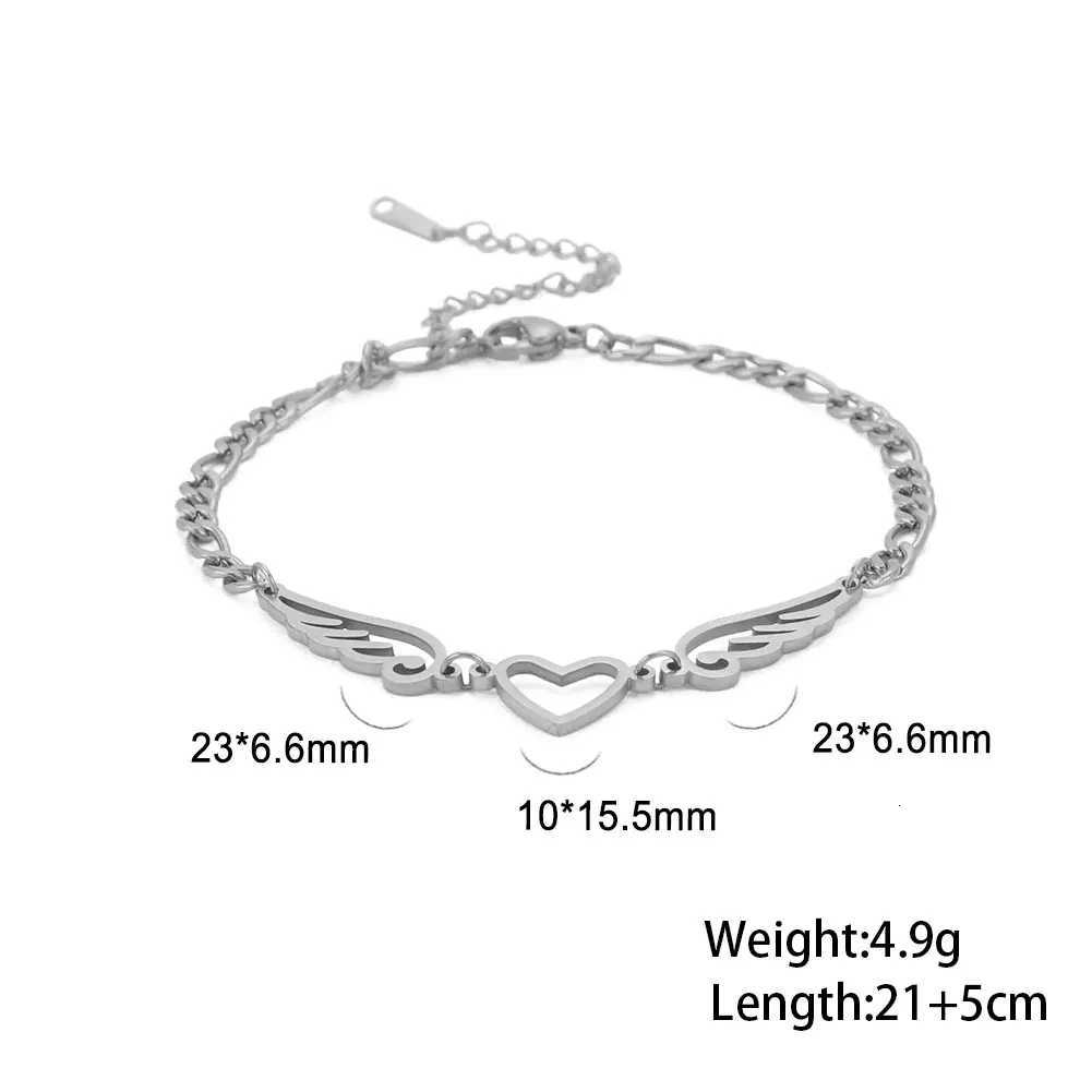Allergy Free Stainless Steel Ankle for Women Heart Wing Charm on Leg Girls Foot Chains Anklet Jewelry Y250805