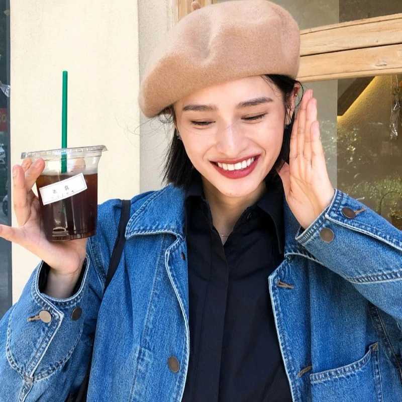 Autumn Winter Warm Thick Wool Blend Berets Classic Solid Color French Hat Vintage Painter Plain Berets for Sweet Girl Beanie C XJ250807