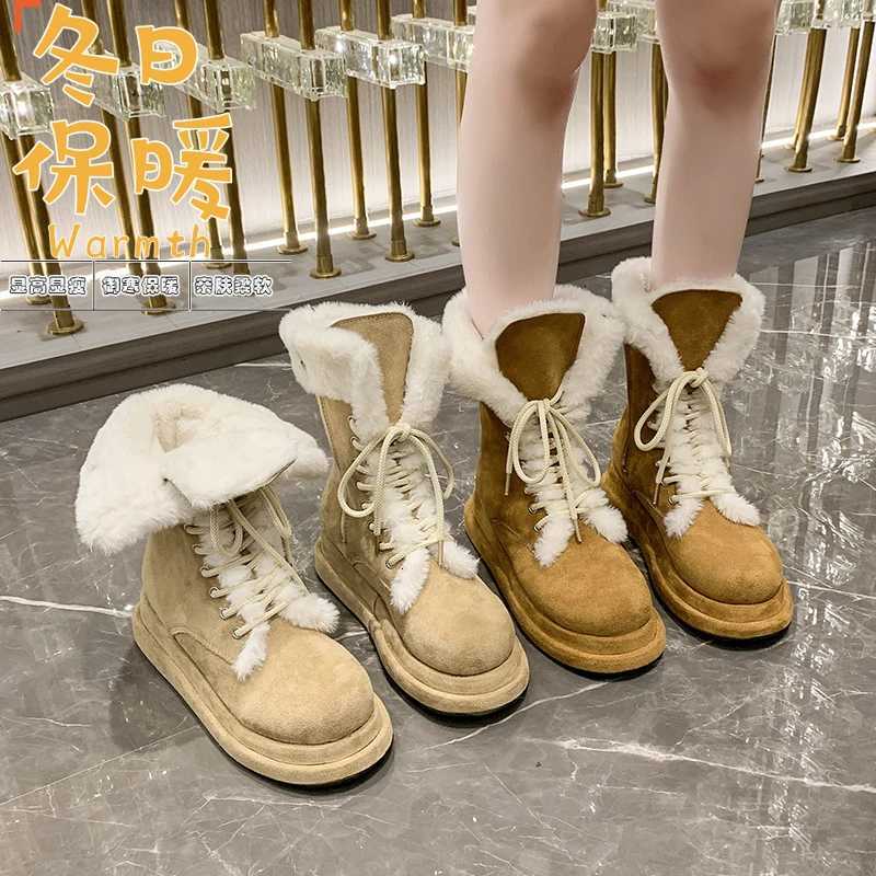 2025 New Lace Up Design Womens Platform Boots Waterproof Anti-slip Short Boots XJ250807