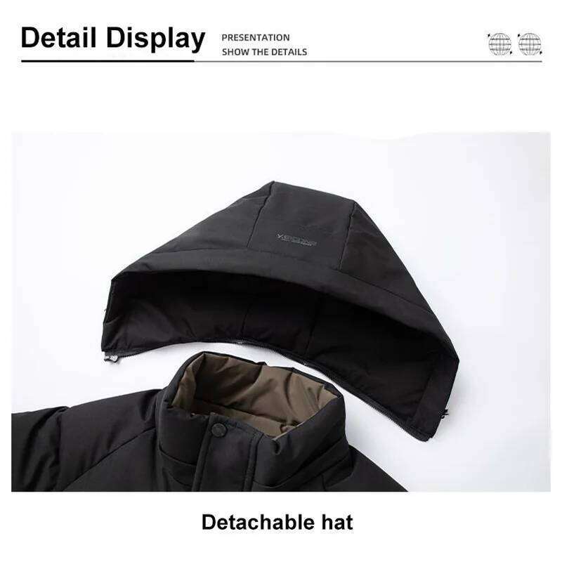 Graphene Warm Windproof Jacket Men 2024 Winter New Fashion Comfortable Thickened Outdoor Hooded Overcoat Male Casual Clothes