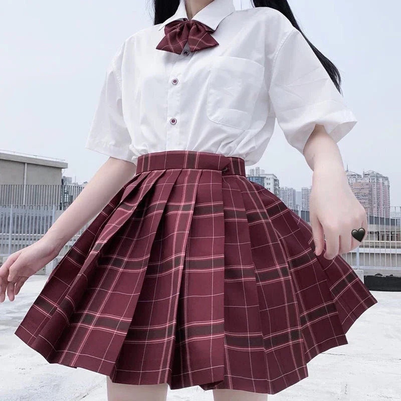 School Girl Japanese Uniform Suit JK Sailor Seifuku Skirt Set Plaid Student Pleated Clothes 250729