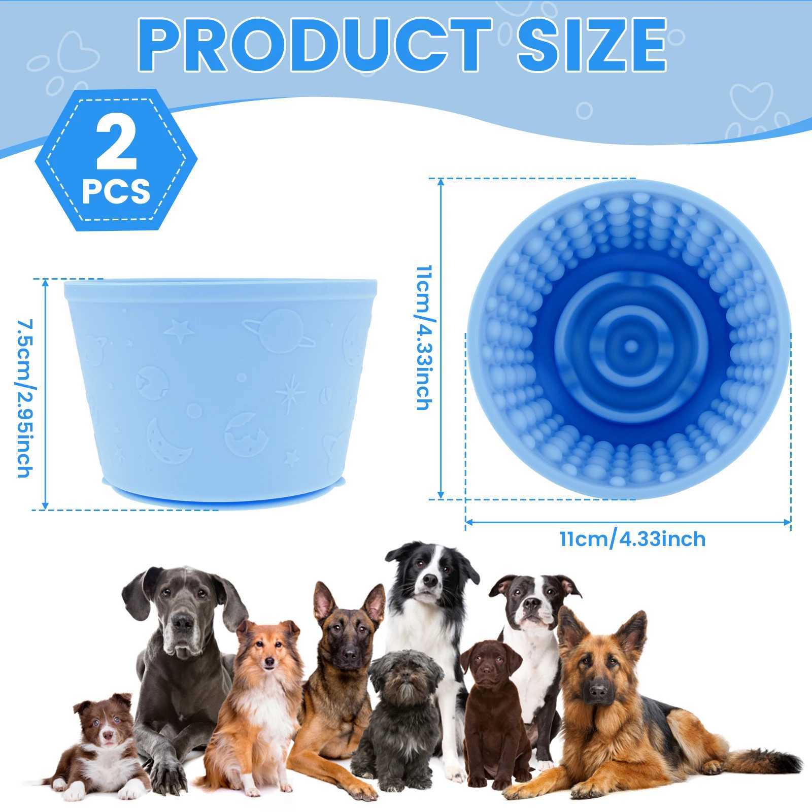 2Pcs Dog Lick Silicone Mat Pet Slow Bowls Distraction Food Training Dog Cat Feeder Anti Choking With Suction Cup Bottom Y250806