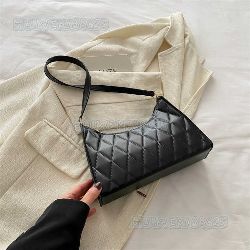 Womens Elegant Simple Quilted Embroidery Niche Underarm Bag 2024 Spring Summer High-end Single Shoulder Bag Style Small Square Bag H250806
