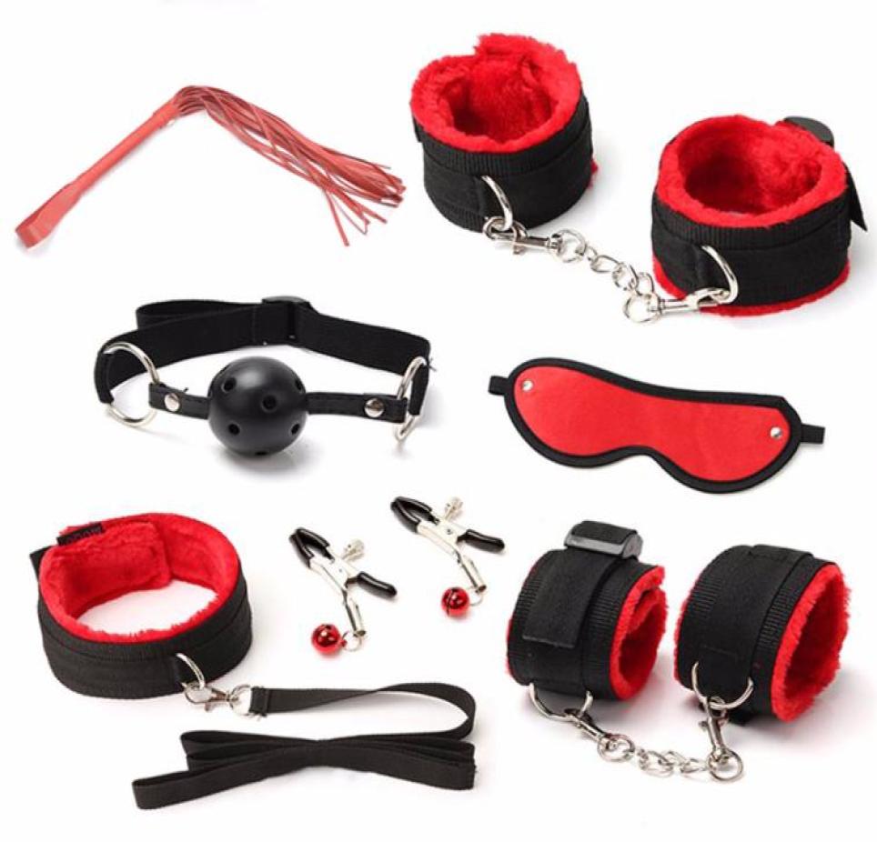 Massage 7pcs Set Fetish Couple Flirt BDSM Sex Bondage Restraint Sexy Handcuff Leather Erotic Adult Games Cosplay Sex Toys For Coup5069915