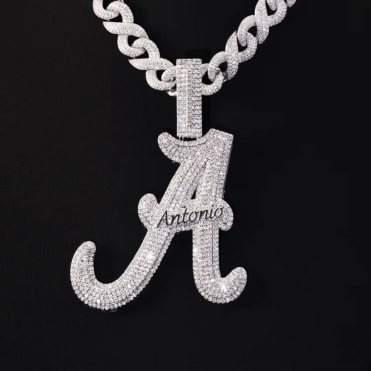 Luxury 925 Sterling Silver Handmade Capitals a Ice Out Custom VVS Moissanite Hip Hop Pendant