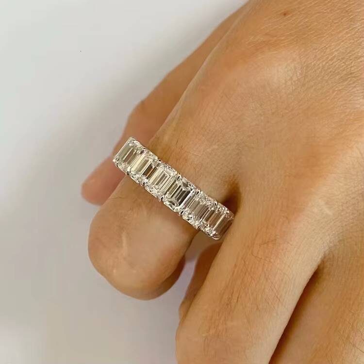 VVS Moissanite Engagement Ring Wedding Jewelry 14k Solid Gold Diamond Moissanite Band Eternity Ring for Women Girls