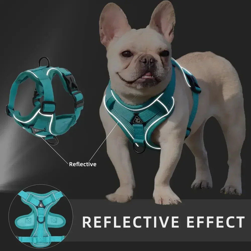 No Pull Dog Harness and Leash Set Adjustable Pet Harness Vest For Small Dogs Cats Reflective Mesh Dog Chest Strap French Bulldog 250805