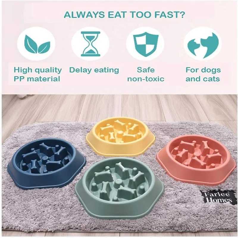 Slow Feeder Dog Bowl Non Slip Cat Dog Slower Food Feeding Dishes Large Small Medium Pet Slow Eat Dishes Bowl Pet Supplies Y250806