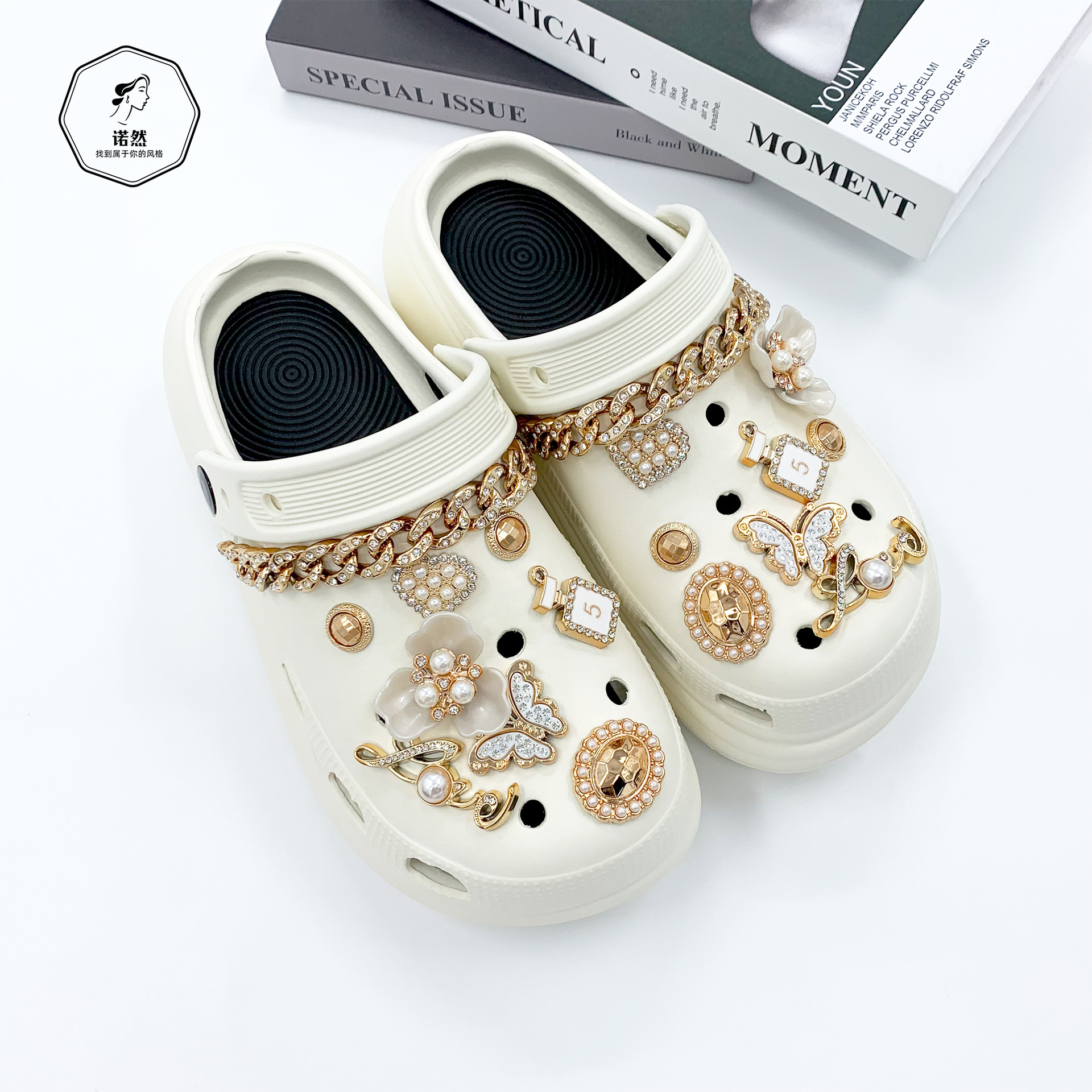 rhinestone bear chain heart shoe decoration set fashionable DIY shoe accessories suitable for sandals and chlorine ABS material Z250402
