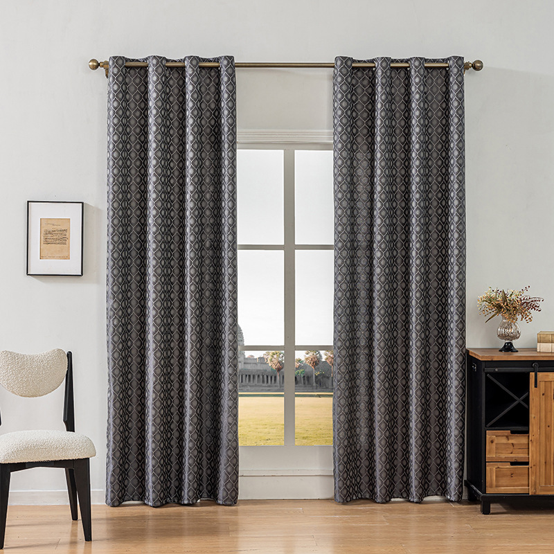 YL-36838 Thickened double-sided cotton and linen bedroom curtain fabric soundproof full blackout modern simple living room curtain finished product wh