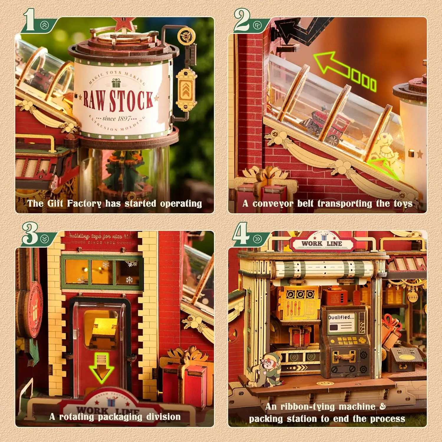 Robotime Rokr Wooden Music Box Christmas Dream Gift Factory 3D Wooden Puzzles Wooden Model Kits Build Best Gifts for Kids Adults W250807