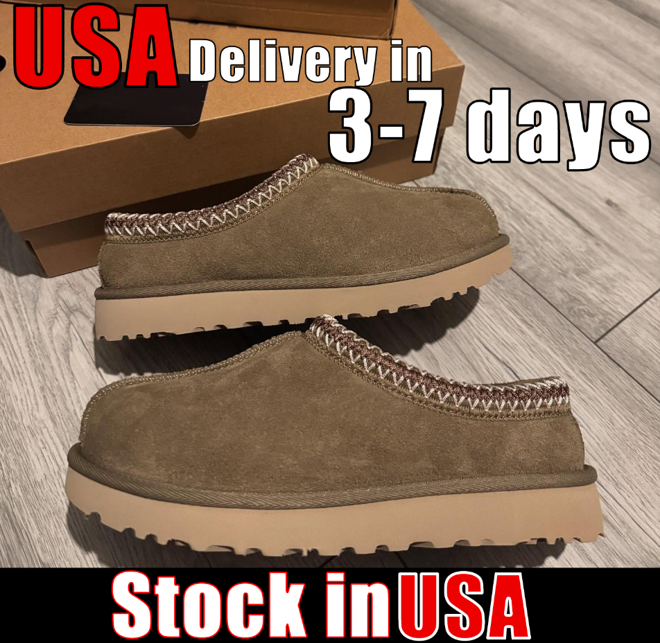 Tasman Slippers Tazz mustard seed Chestnut Sand Fur Slides Sheepskin Classic Ultra Mini Platform Boot Winter Women Men Slip-on Shoes Suede Upper Wool Fall