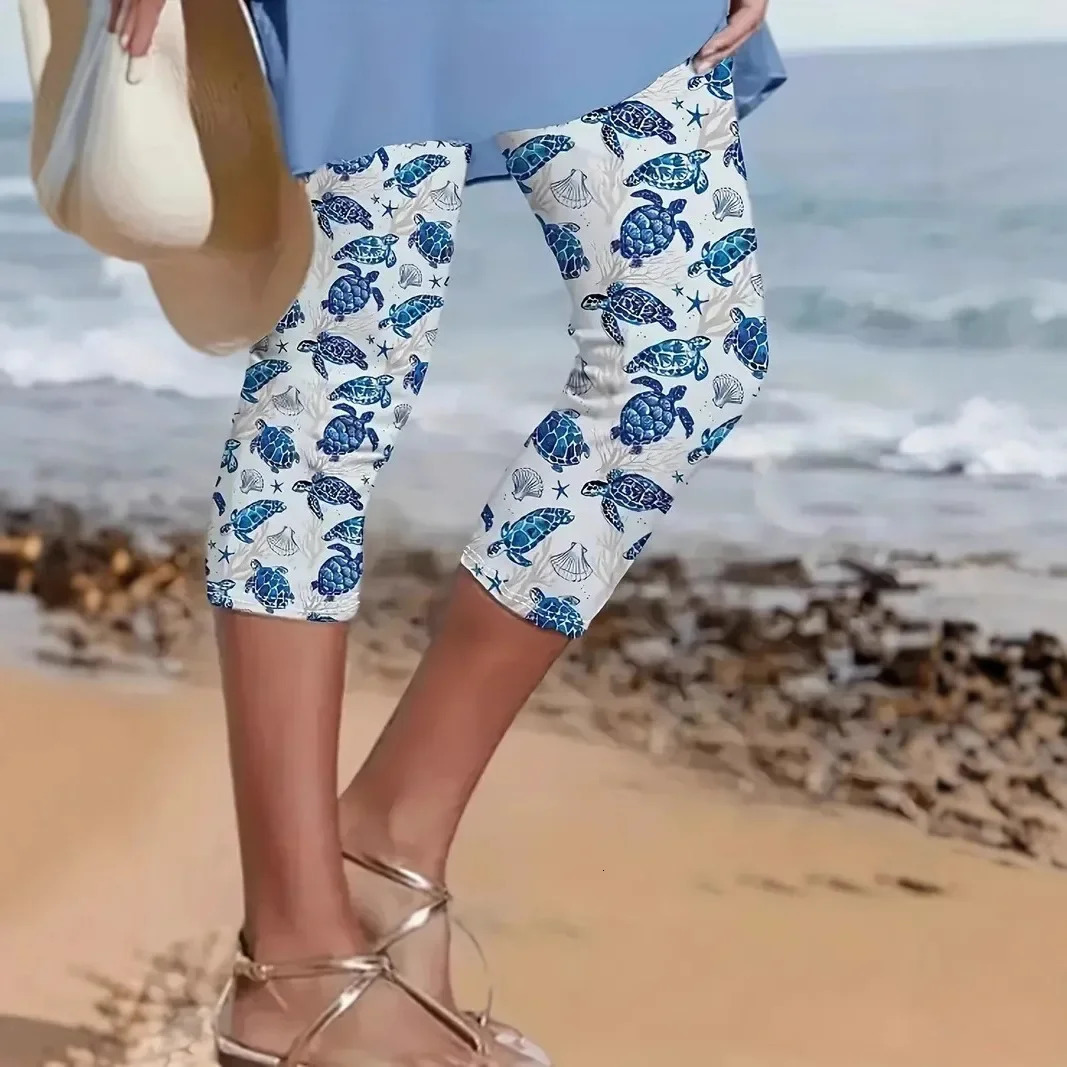 Plus Size Beach Series 3D Printed SevenFoot Pants Summer Style Yoga Beachwear plus Womens Trousers Comfortable Bre 250805