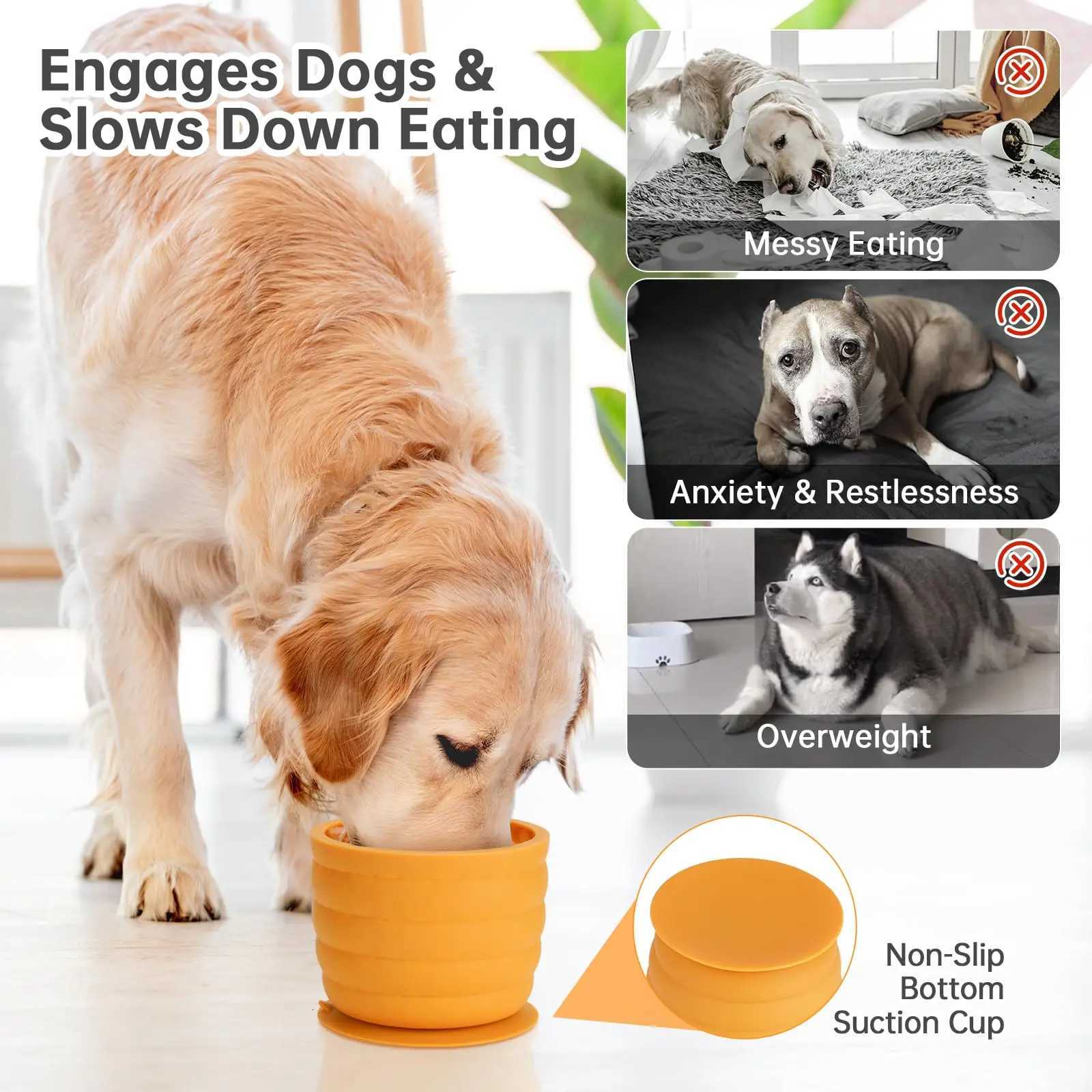 Silicone Slow Feeding Dog Bowl with Suction Cup and Anti-slip Design to Distract and Reduce Boredom Rich in Silicone 360ml/620ml Y250806