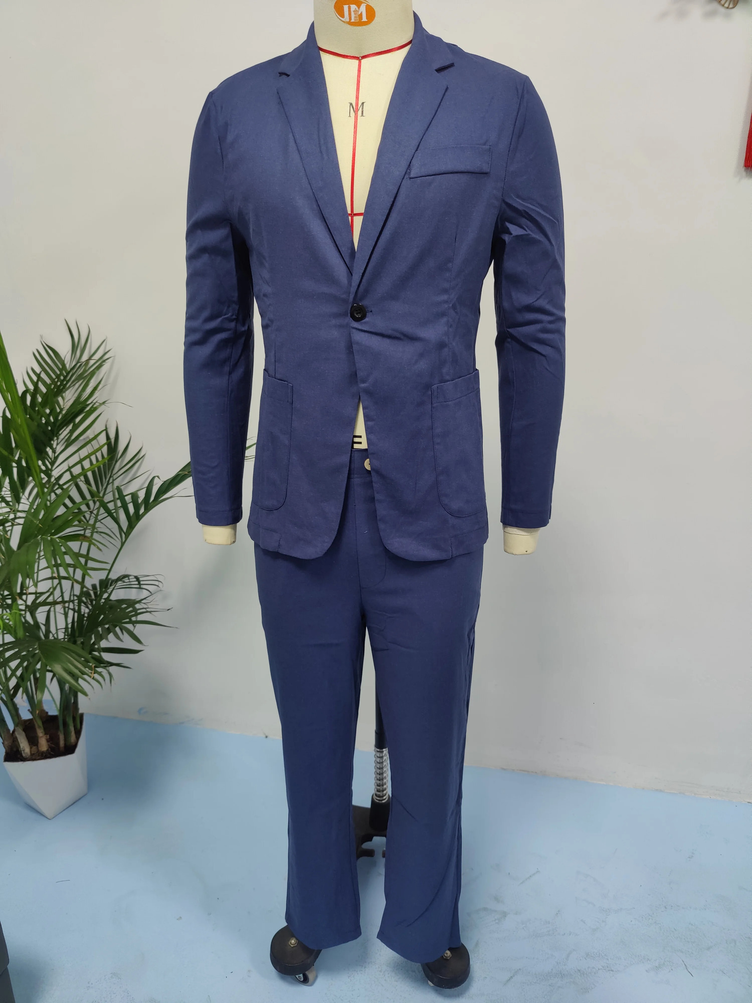 Summer Office Suit for Men Airy Slim Fit Blazer Comfortable Dress Pants 2Piece 250807