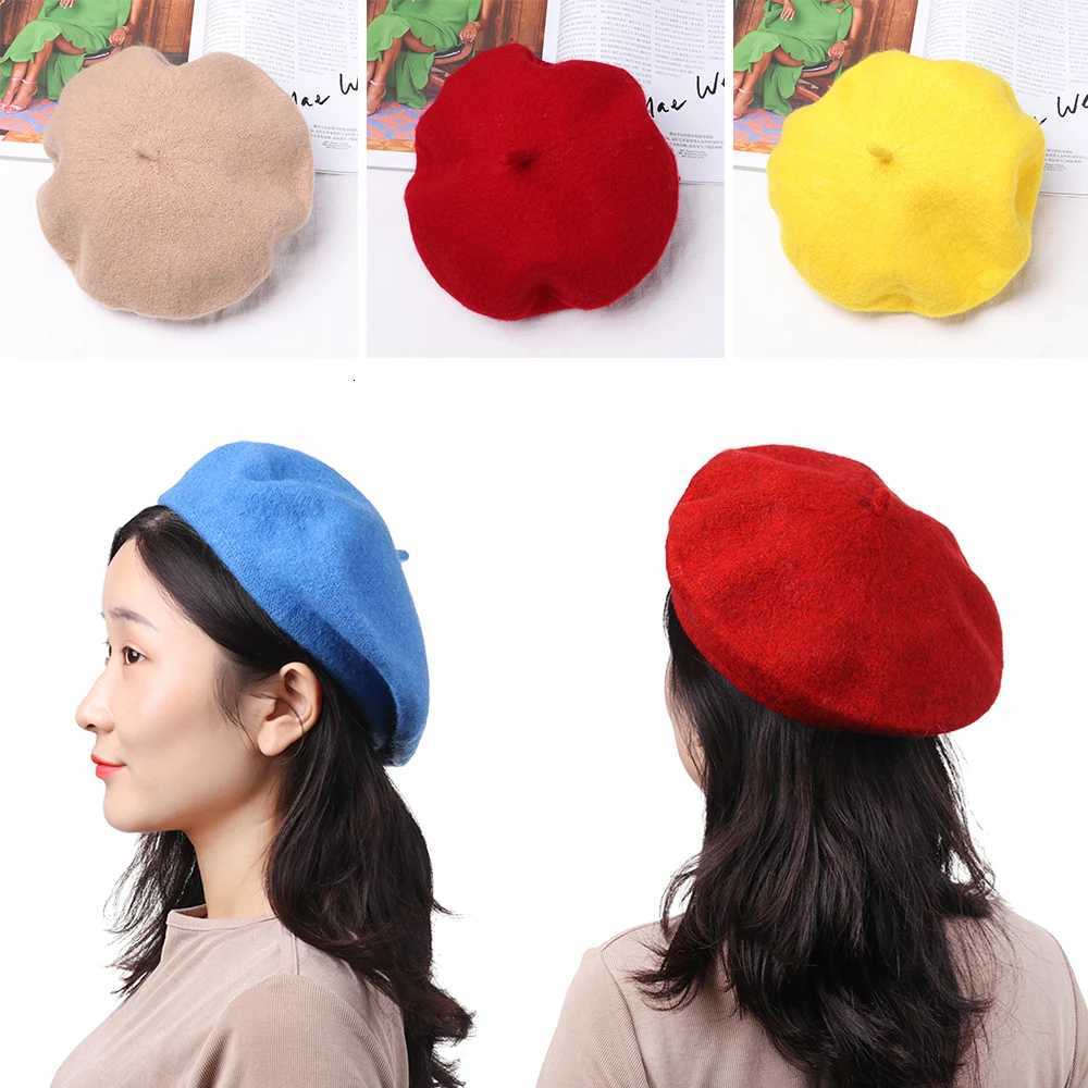 Autumn Winter Felt Beret Hats Women Fashion French Painter Hat Girls Trend Solid Color Berets Ladies Multicolored Flat C XJ250807