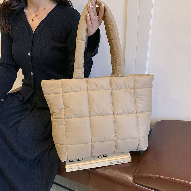 Shoulder Bag Light And Soft Bag Autumn Winter New Down Large Capacity Tote Korean Style Casual Cotton Fashionable Single Shoulder Handheld