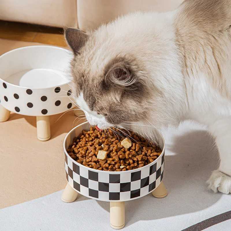 Elevated Cats Feeder Bowl Anti-choking Raised Cat Food Water Bowl With Stand Pet Feeding Drinking Supplies Small and Midium Dogs Y250806