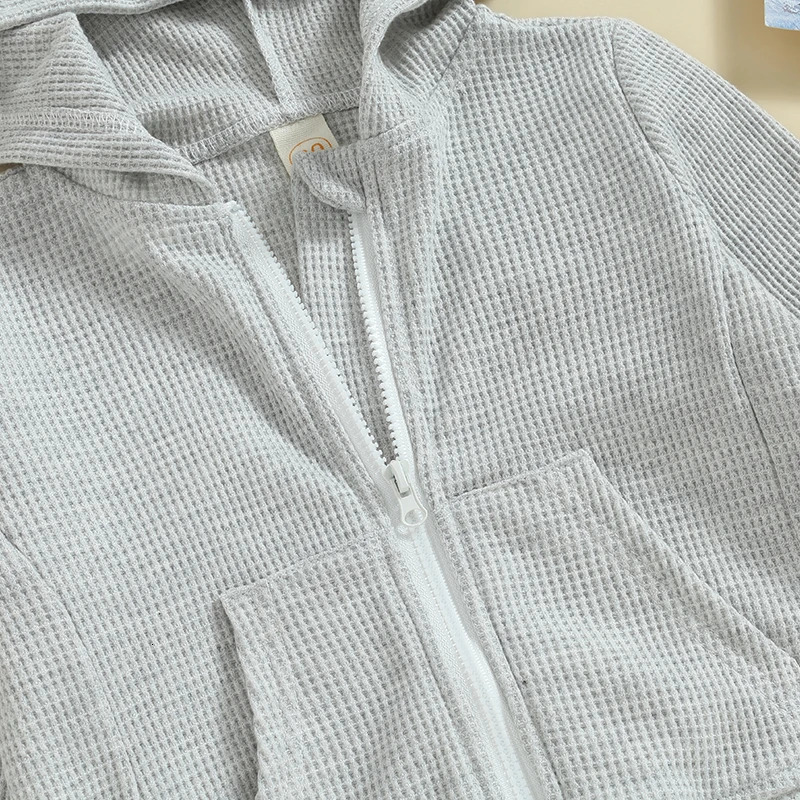 -07-11 Lioraitiin 12M-5Years Kids Hoodie Long Sleeve Hooded Zip-up Hoodie Solid Sweatshirt Jacket for Boys Girls 250806