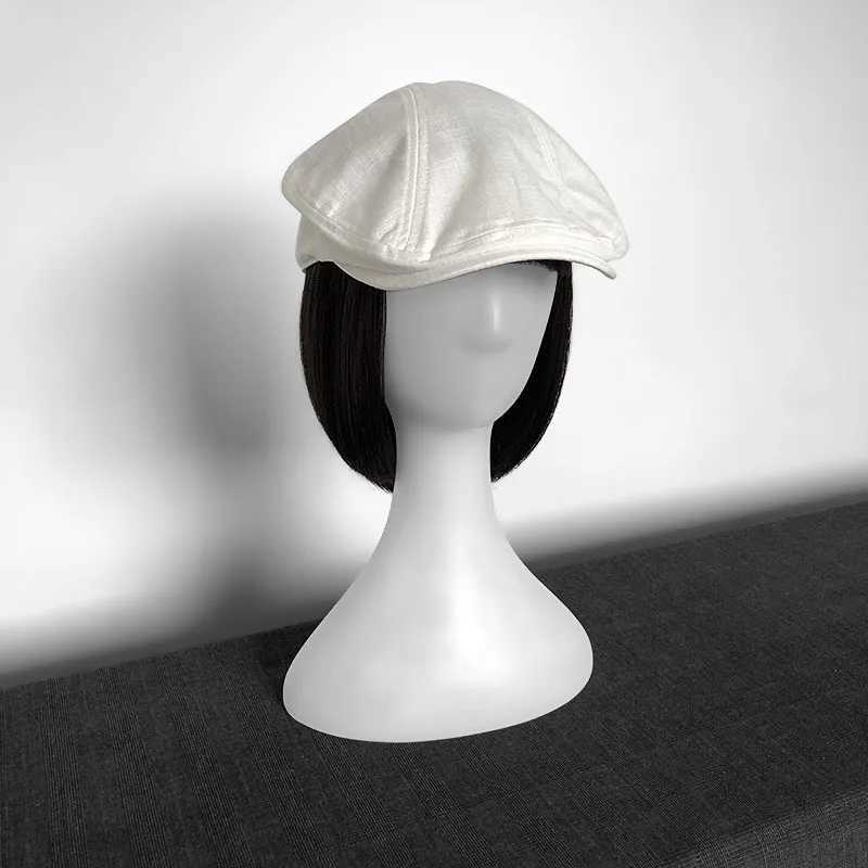 Spring Summer Linen Newsboy C New White Breathable Beret Mens Womens Literary Retro Hat England Hats Male Hats 55 XJ250807