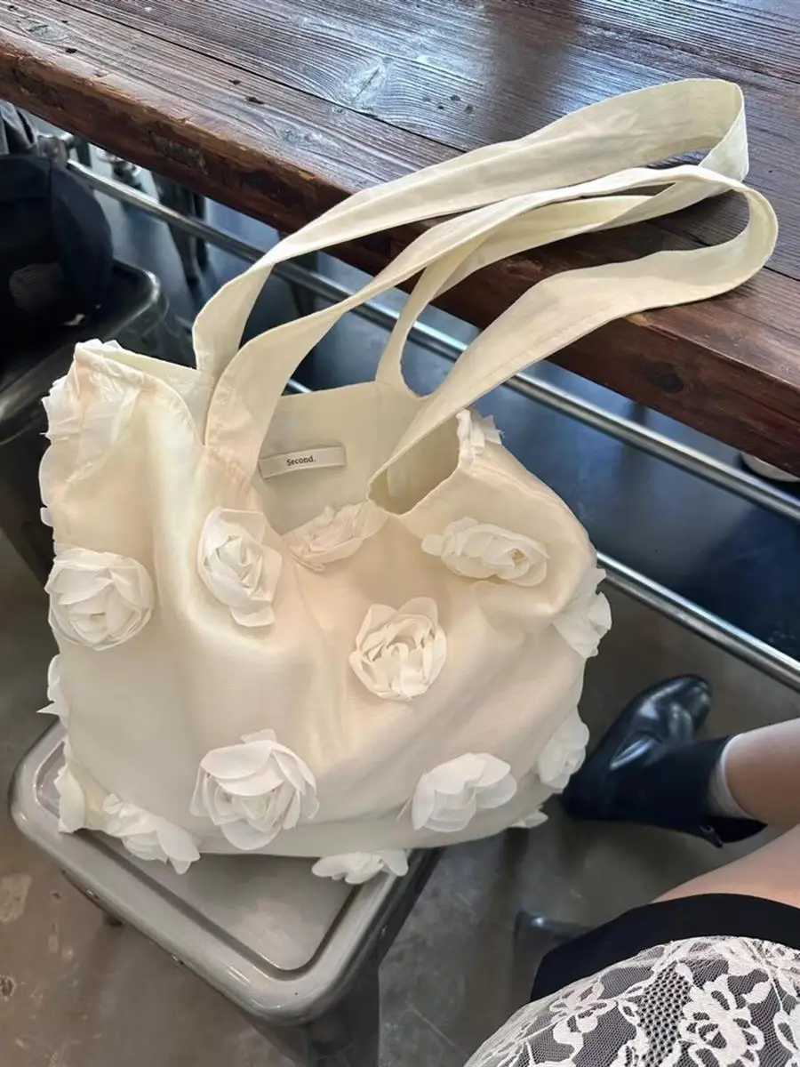 2025 Summer Nylon 3D Flower Korean Sweet Women Shoulder Bags Handbag All-match Z250807