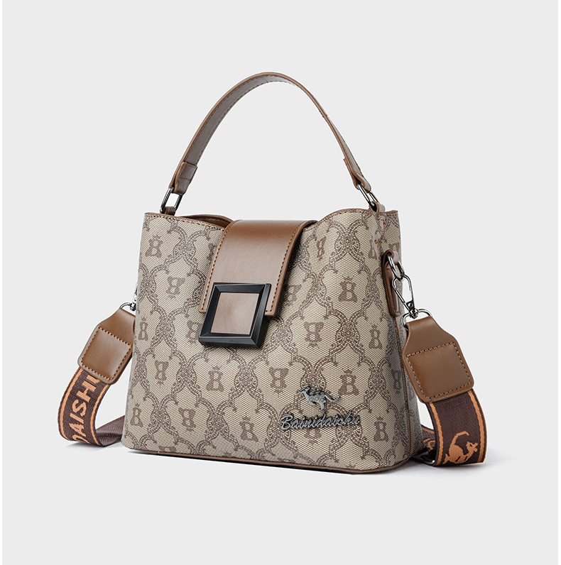 Free Shipping Designer Luxury Trendy New Women's Handbag Fashion High-end Single Shoulder Handheld Crossbody Versatile Simple Printed Bucket Bag 