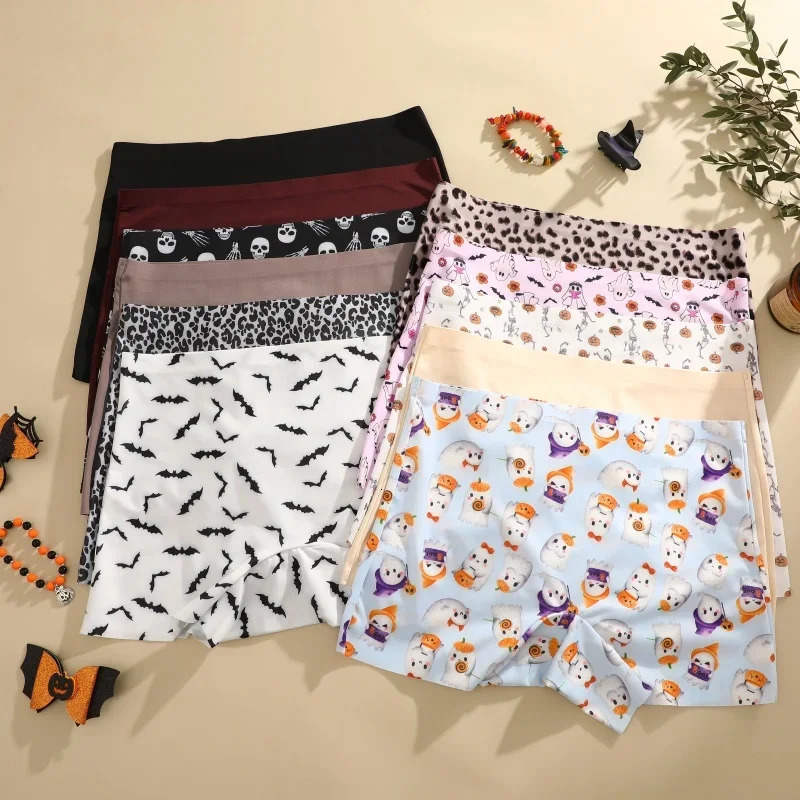 4Pcs Panties Darkness Sports Panty Seamless Boxers Underwear Halloween Female Solid Color Briefs Cozy Lingerie Intimate 250807