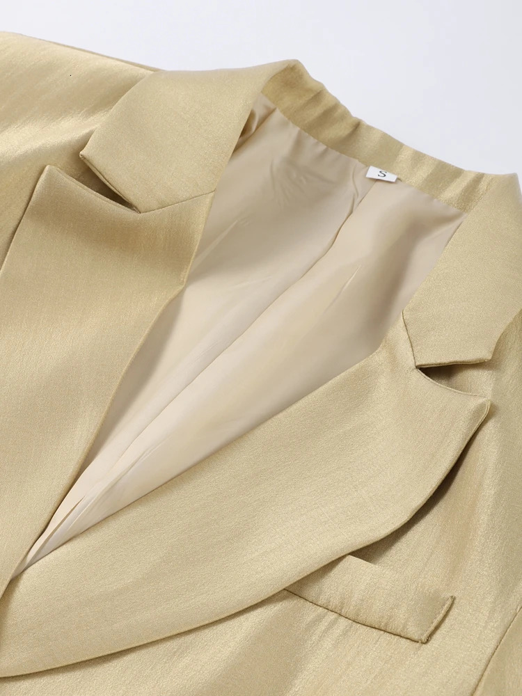 Casual Solid Blazer Pants Sets Women Slim Waist Lapel Long Sleeve Shoulder Pad Jacket High Waist Straight Trouser 2025 Outfits 250804