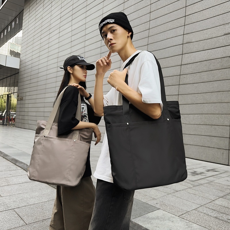 Solid Color Tote Commuting To Work Handbag Unisex Couple Shoulder Multifunctional Laptop Bag