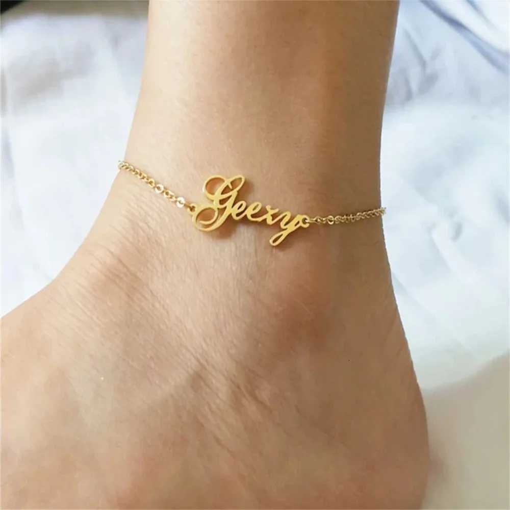 Custom Name Anklet for Women Personalized Stainless Steel Chain Anklets Gold Silver On The Leg Bohemian Beach Jewelry Y250805