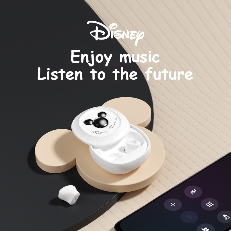 Disney TWS Bluetooth Earphones HIFI Stereo Sound Music HD Call Gaming Headset D68 Noise Reduction Earbuds Mickey Sliding Cover