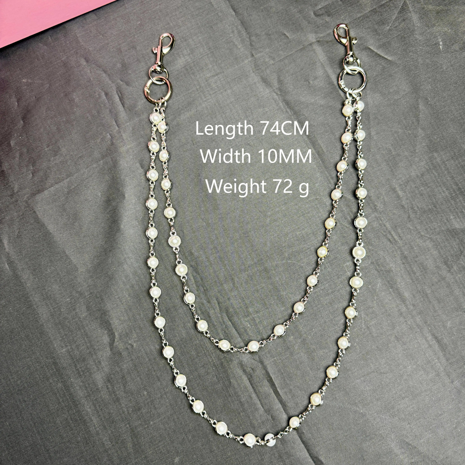 Double sided pearl pants chain punk style detachable double-layer pants chain fashionable couple waist accessories 250805