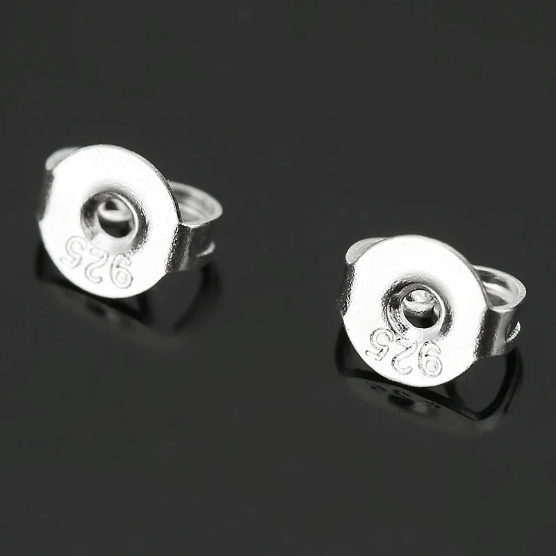 50pcspack 925 Sterling Silver Earrings Back Earring Stopper Findings For Stud Clasp DIY Jewelry Making 250804