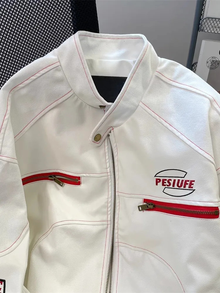 Highend Workwear Motorcycle Jacket for Women Spring Autumn Racing Coat American Retro Embroidered Short Pu Leather Top 250807