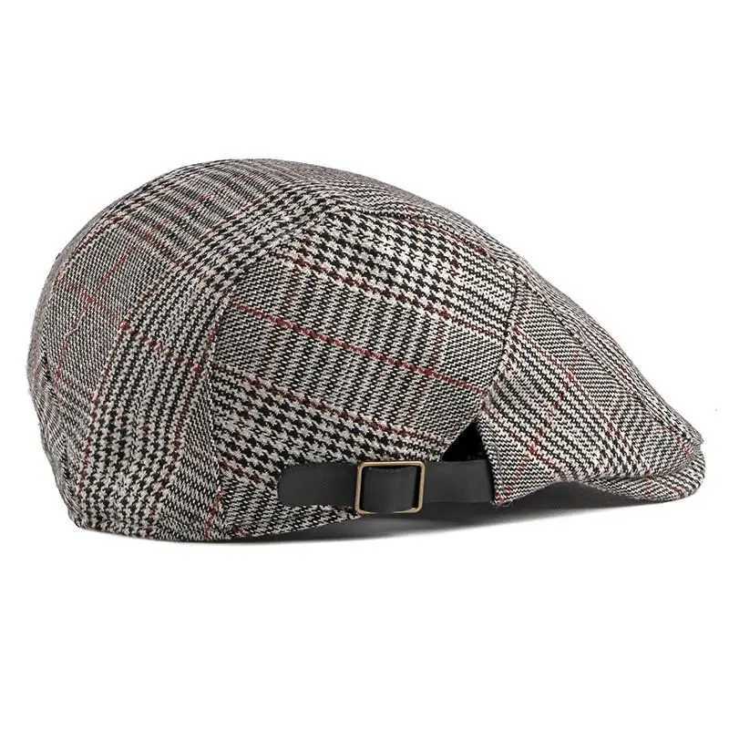2021 Cotton Spring Autumn Plaid Newsboy Flat Peaked C Men and Women Painter Beret Hats 63 XJ250807