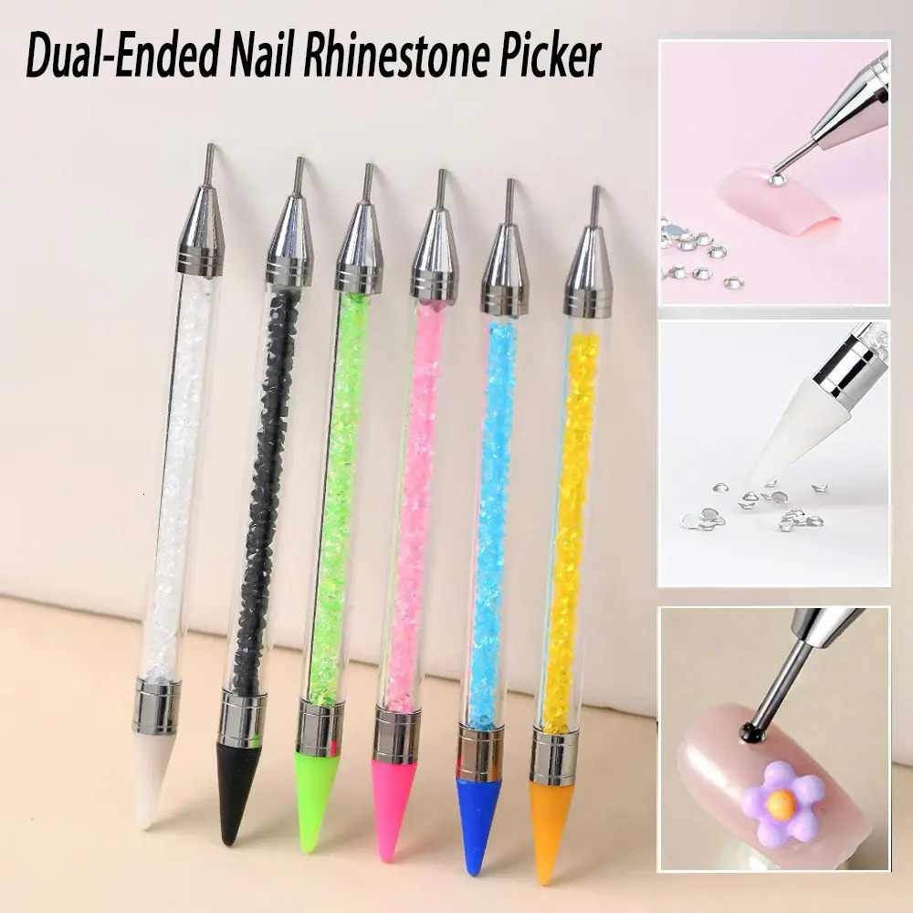 1/5pcs Dual-Ended Nail Rhinestone Picker Crystal Handle Wax Pencil Pick Up Applicator Dotting Drill Pen Manicure Picking Tools 250805