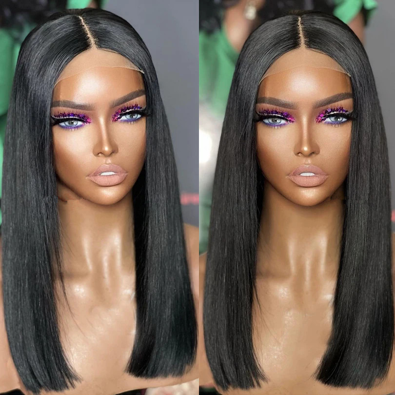 Long lob Bob Wig Human Hair Full Lace Wig Transparent hd Full Lace Glueless Wigs Blunt Bob Cut Wigs 18inch