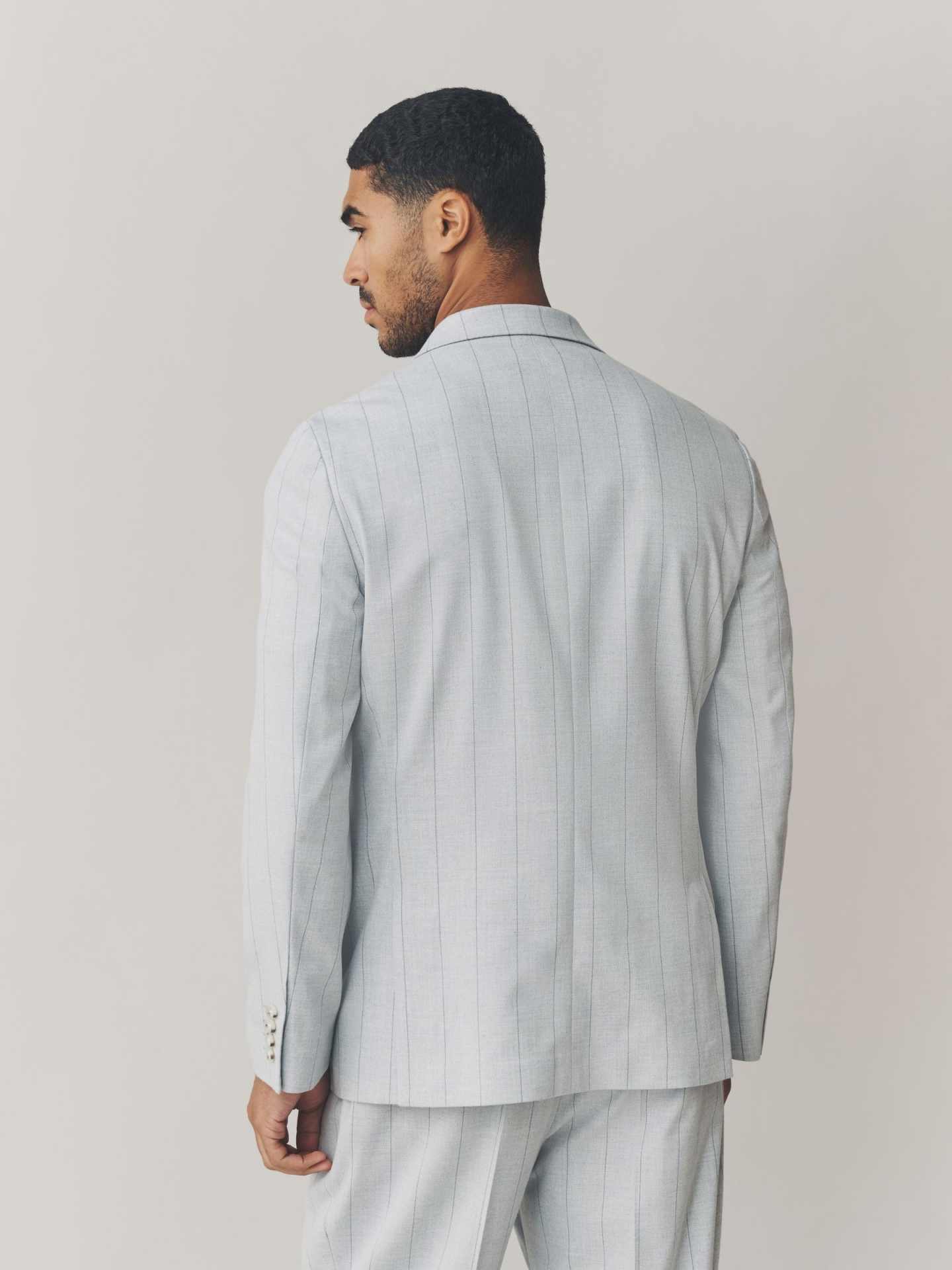 Striped Men Suits Peak Lapel Double Breasted Two Piece Jacket Pants Suit Slim Formal Office Wear Wedding Groom Tuxedo