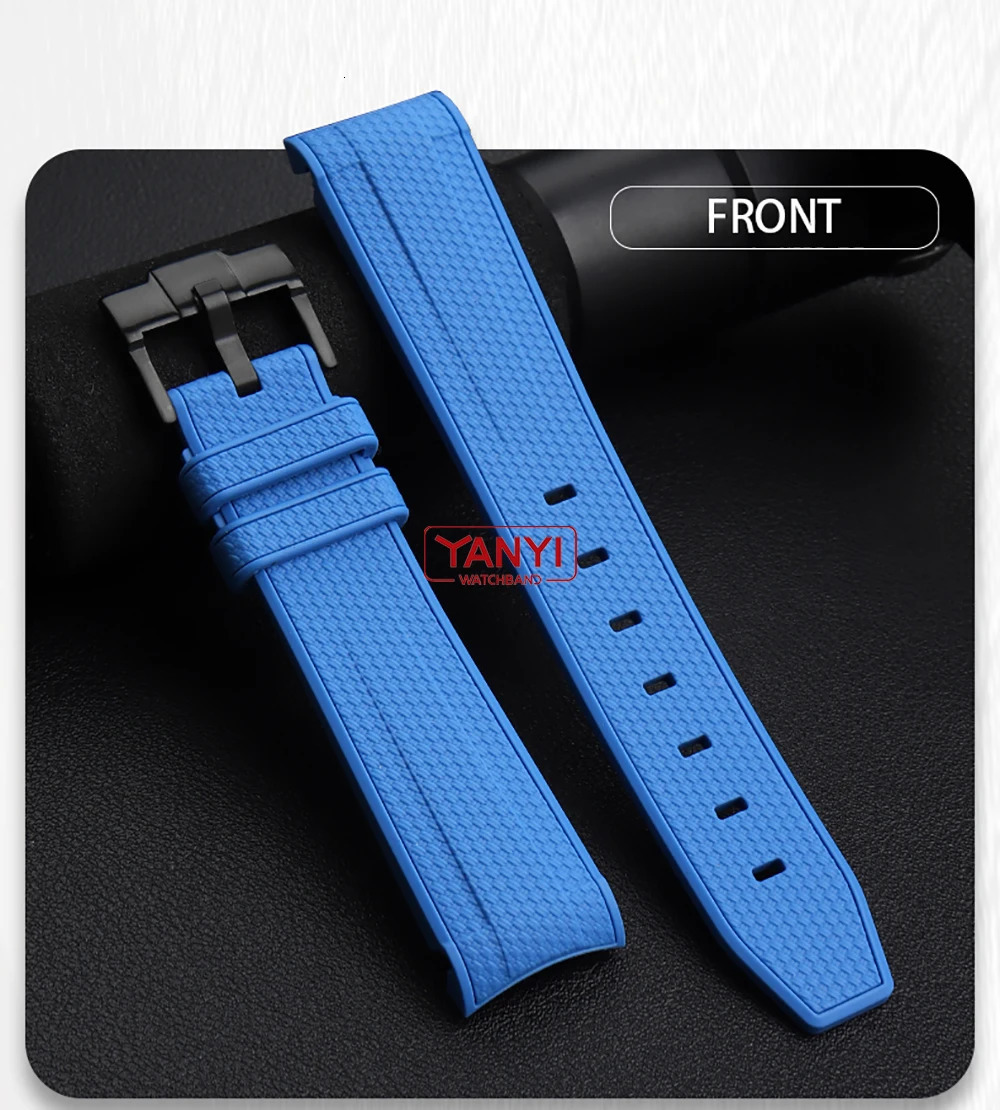 rubber Watchband For Waterproof Sports 20mm Watch Strap Curved End Band 250806