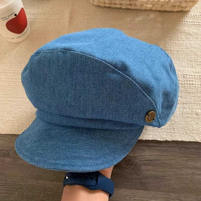 Janese Retro Denim Berets C for Women Spring and Summer New Travel Casual Versatile Show Face Small Cloud Newsboy Hats XJ250807