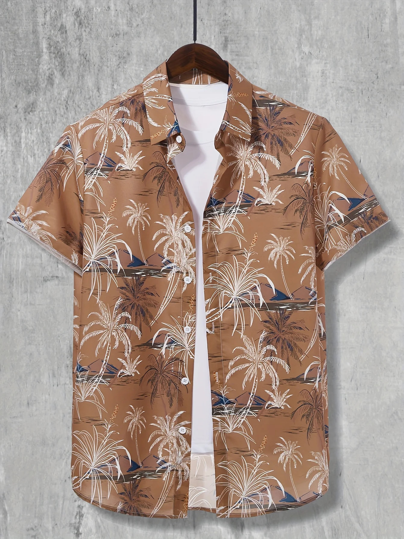 Coconut Palm Print Hawaiian Shirt Mens Casual Button Up Short Sleeve For Summer Beach Vacation Resort oversized clothing 250807