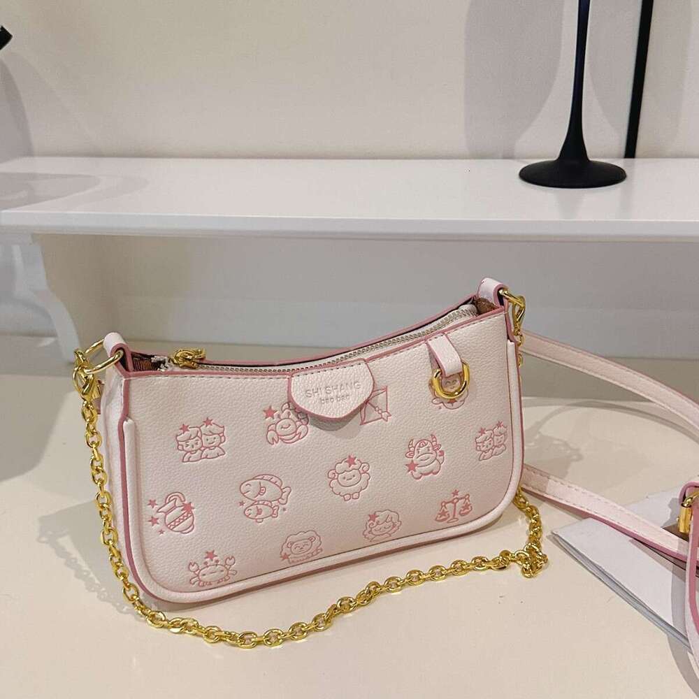 High-End Underarm 2025 Summer New Niche Women's Printed Chain Shoulder Handbag Crossbody Bag