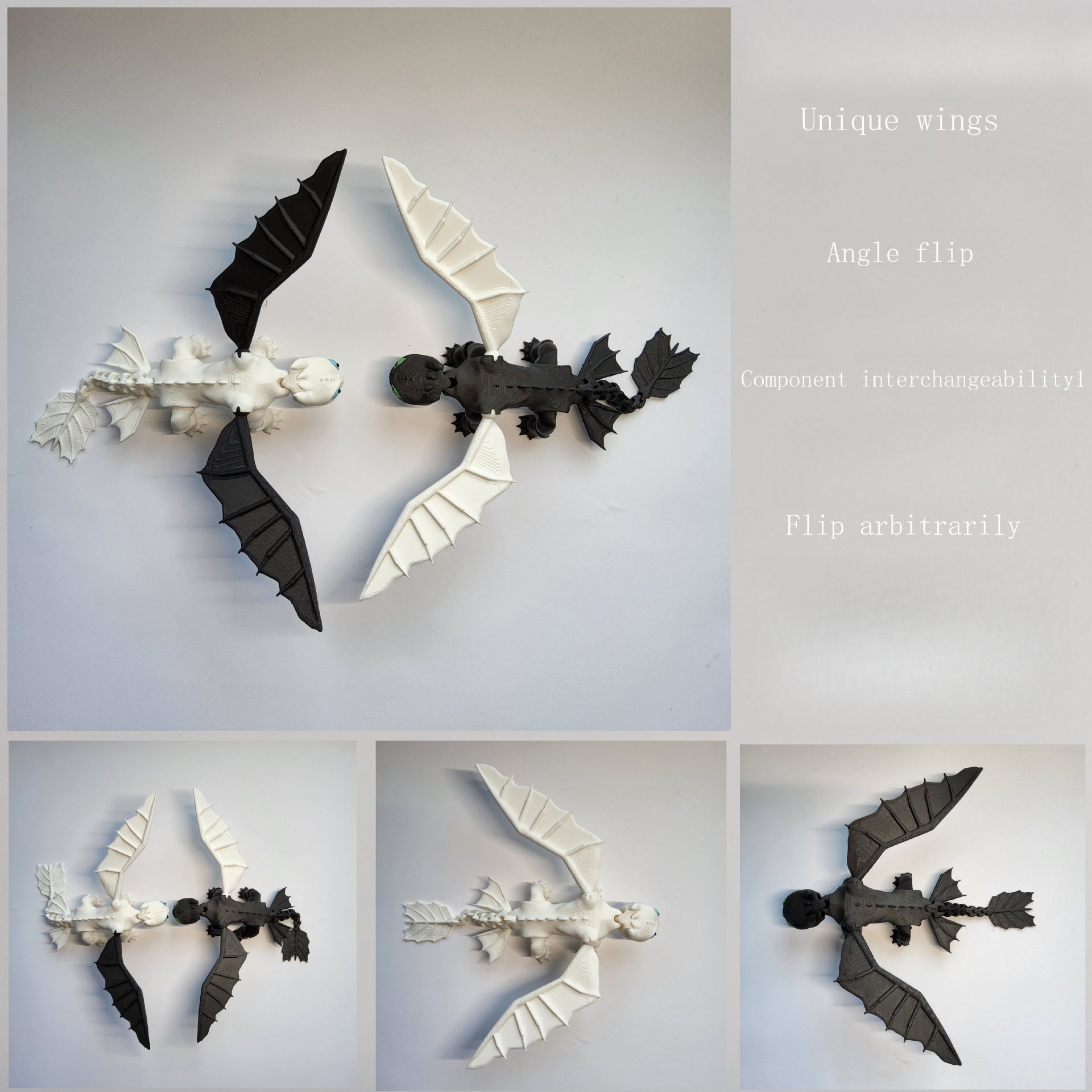 3D Printed Toothless Toy Doll: Articulated, Multi - colored Figurine Model